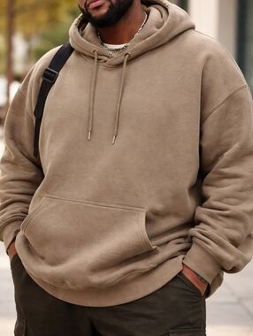 Fashion Nova Men’s Plus Size Hoodie NWT Neutral Tan Oversized Streetwear Cotton